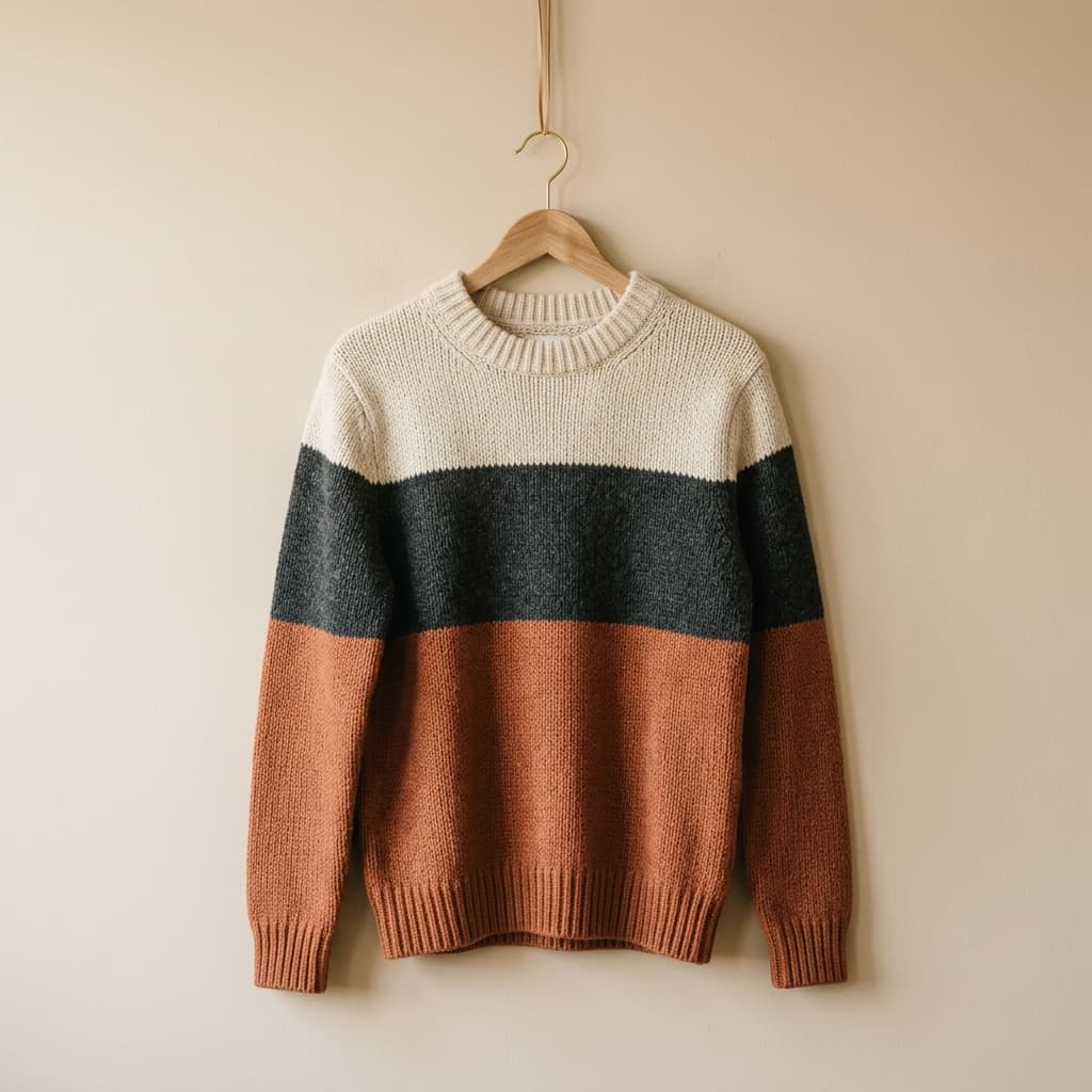 Minimalist Colorblock Knit Crewneck